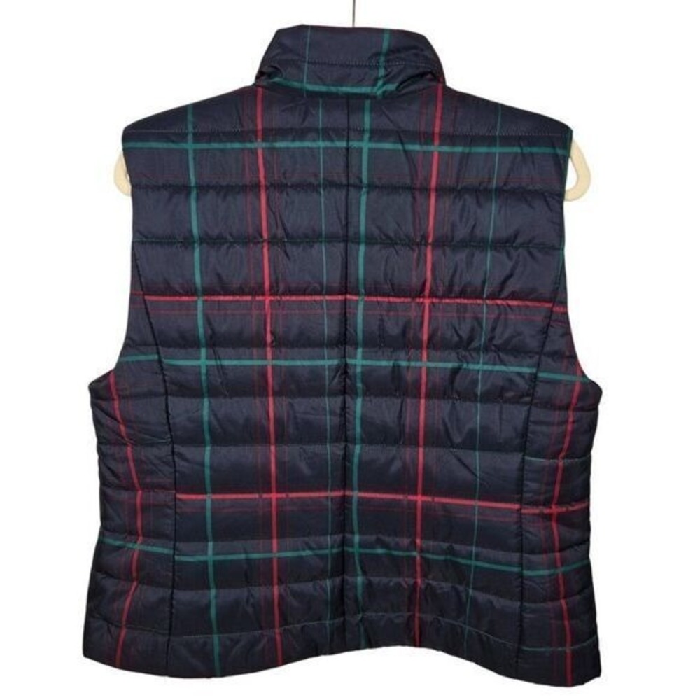 Ann Taylor‎ Loft Womens Large Navy Blue Plaid Quilted Puffer Vest Sleeveless - Picture 4 of 6